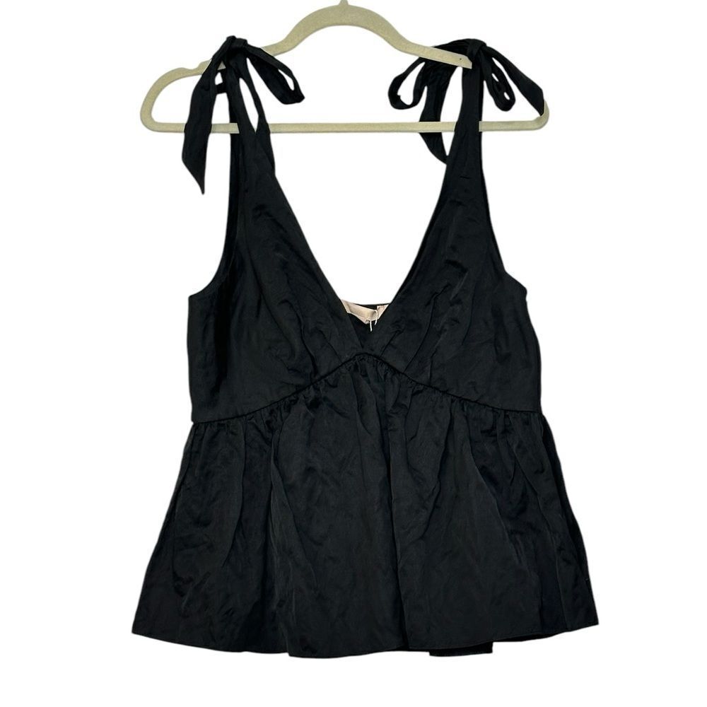 Brock Collection Black Ribes Peplum Tank Top | Size 8 - Picture 3 of 11